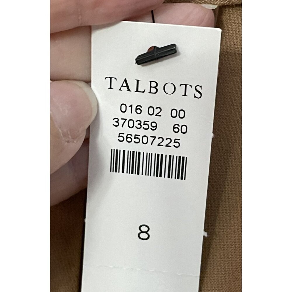 TALBOTS NEW Tab Waist Khaki Beige Pleated Tapered Dress Pants Size 8 NWT - Picture 3 of 5